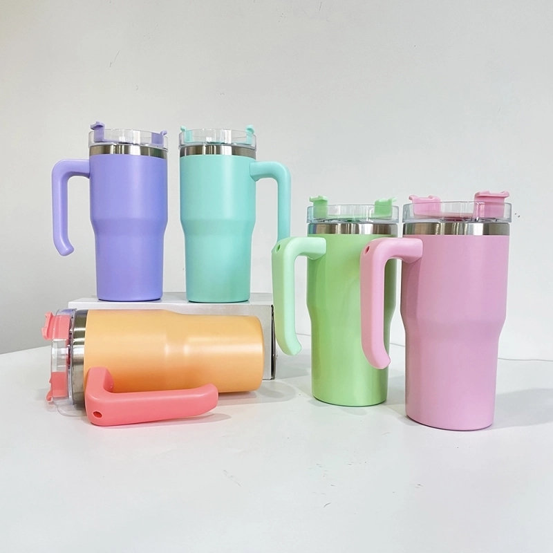 25 Pack USA Warehouse Macaron 20oz Kids Students Tumbler with Plastic Handle for Sublimation