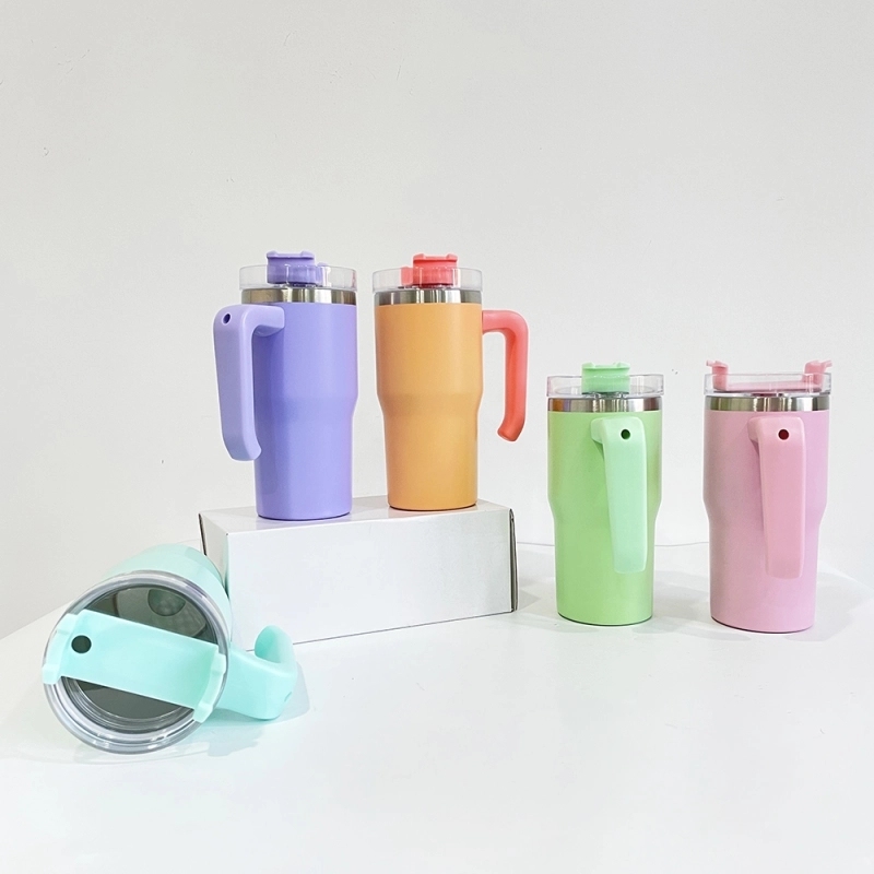 25 Pack USA Warehouse Macaron 20oz Kids Students Tumbler with Plastic Handle for Sublimation