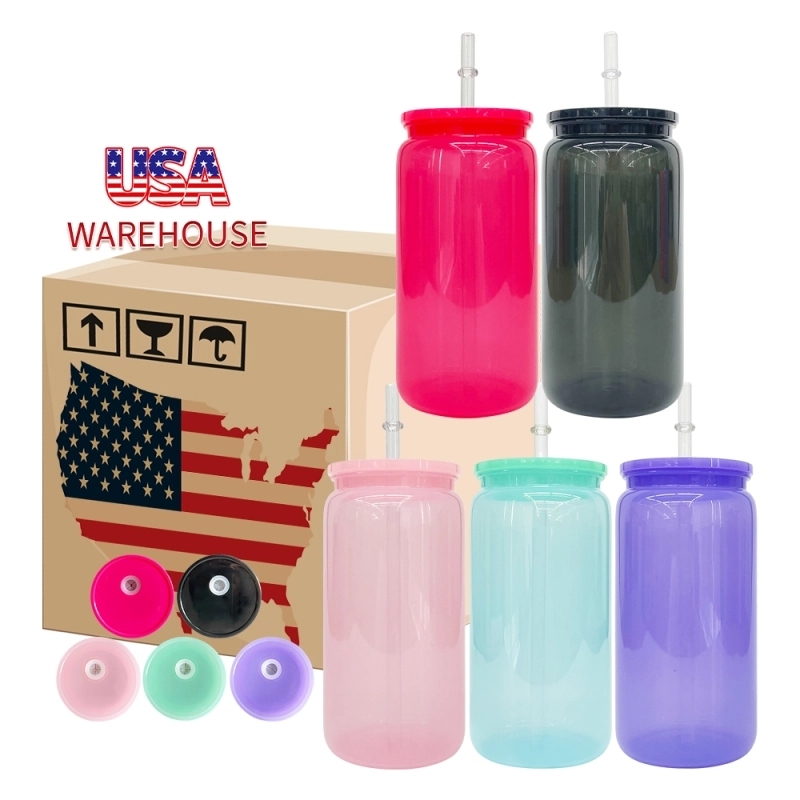 50 Pack USA Warehouse Macaron Colored Plastic Cup for Uv Dtf Wraps and Vinyl Same Shape As 16oz Glass Can