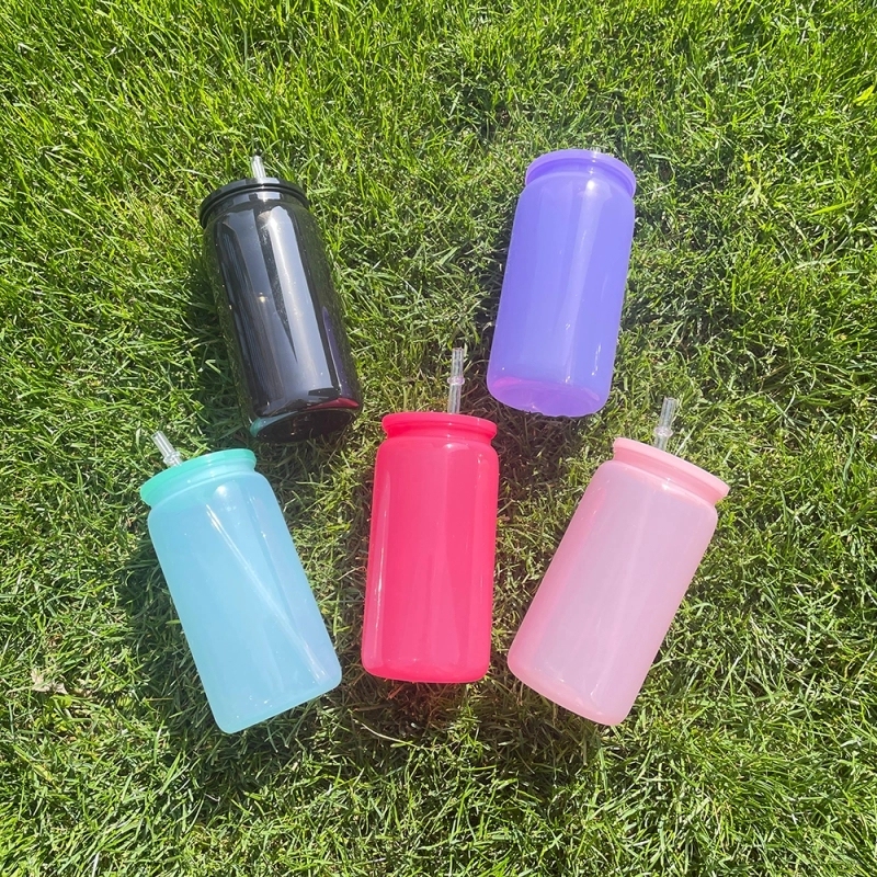 50 Pack USA Warehouse Macaron Colored Plastic Cup for Uv Dtf Wraps and Vinyl Same Shape As 16oz Glass Can