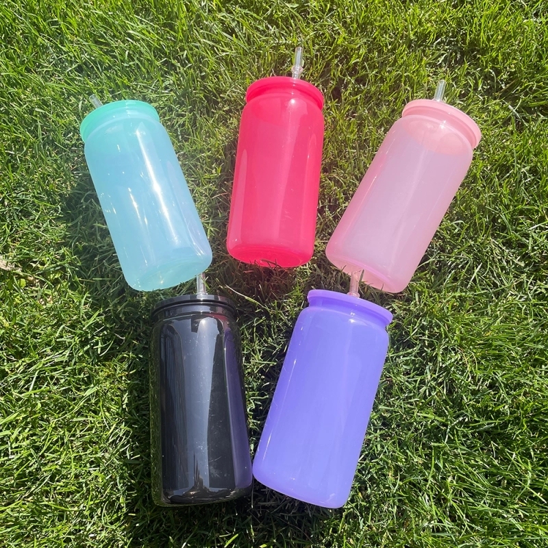 50 Pack USA Warehouse Macaron Colored Plastic Cup for Uv Dtf Wraps and Vinyl Same Shape As 16oz Glass Can