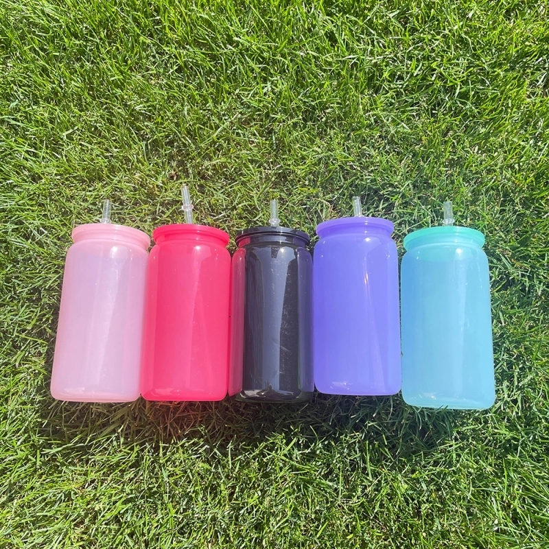 50 Pack USA Warehouse Macaron Colored Plastic Cup for Uv Dtf Wraps and Vinyl Same Shape As 16oz Glass Can