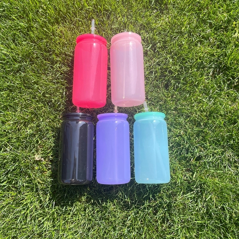 50 Pack USA Warehouse Macaron Colored Plastic Cup for Uv Dtf Wraps and Vinyl Same Shape As 16oz Glass Can