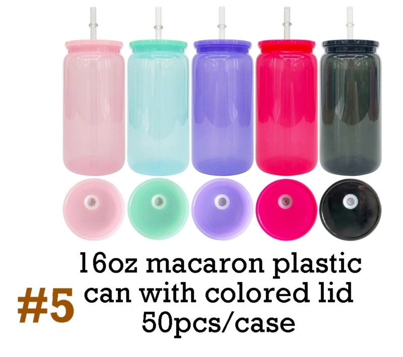 50 Pack USA Warehouse Macaron Colored Plastic Cup for Uv Dtf Wraps and Vinyl Same Shape As 16oz Glass Can