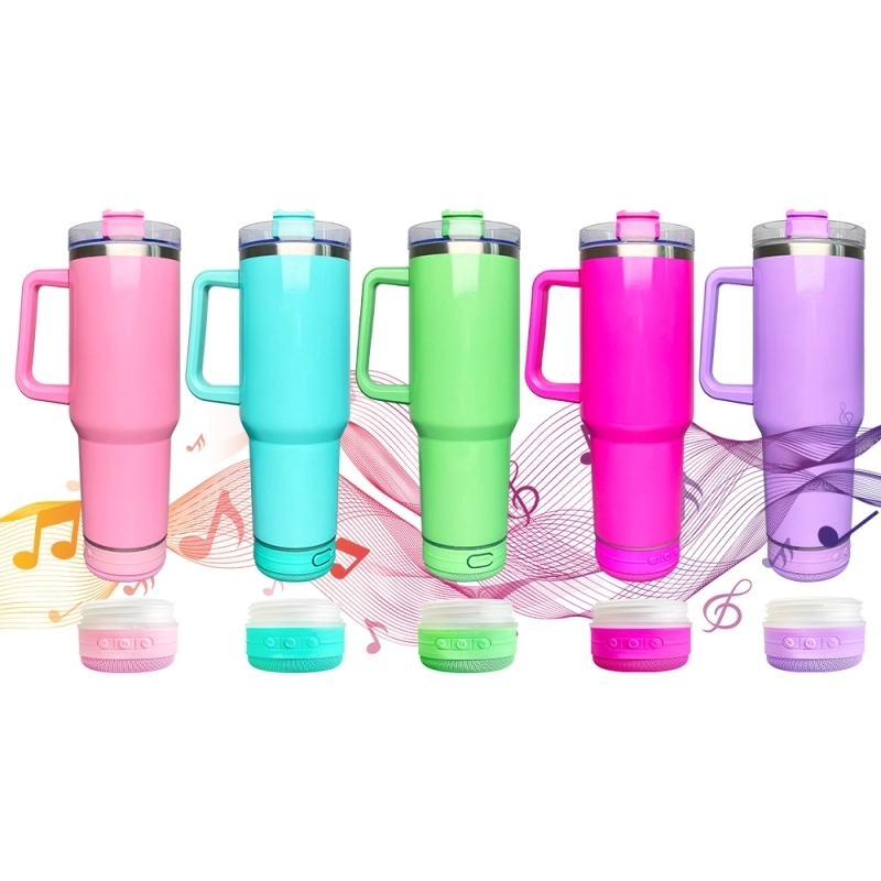 20 Pack USA Warehouse Mix Color 40oz Stainless Steel Sublimation Blanks Music Player Bluetooth Speaker Tumbler