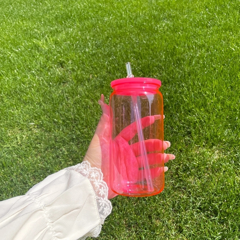 50 Pack USA Warehouse Jelly Plastic Cup for Uv Dtf Wraps Pretty Jelly Color Acrylic Can Same Shape As 16oz Glass Can