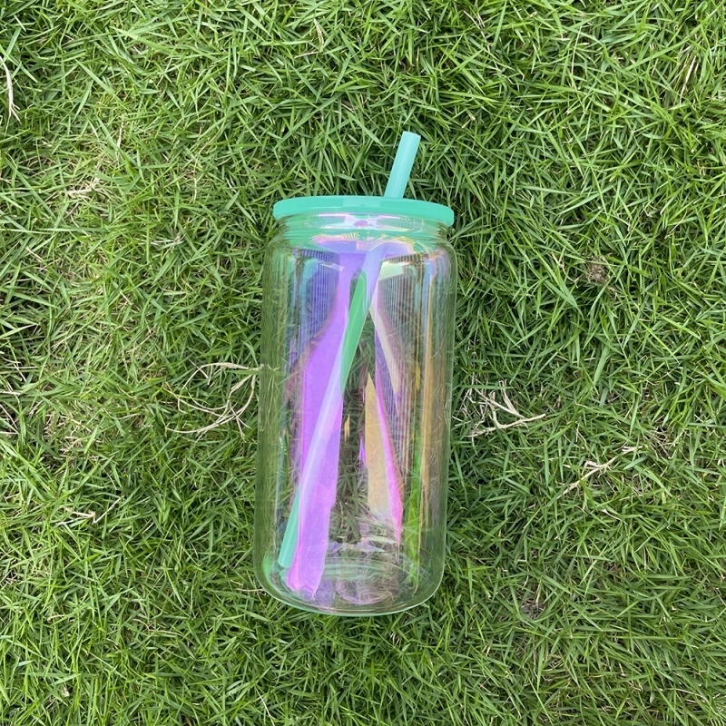25 Pack USA Warehouse 16oz Rainbow Glass Can For Sublimation And UV DTF Wraps