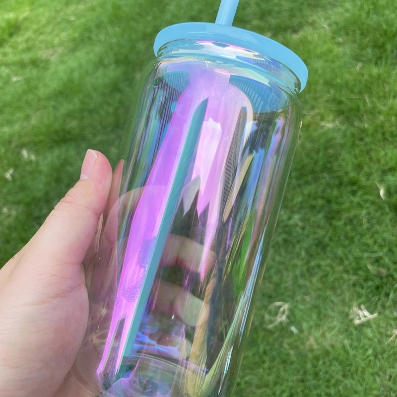 25 Pack USA Warehouse 16oz Rainbow Glass Can For Sublimation And UV DTF Wraps
