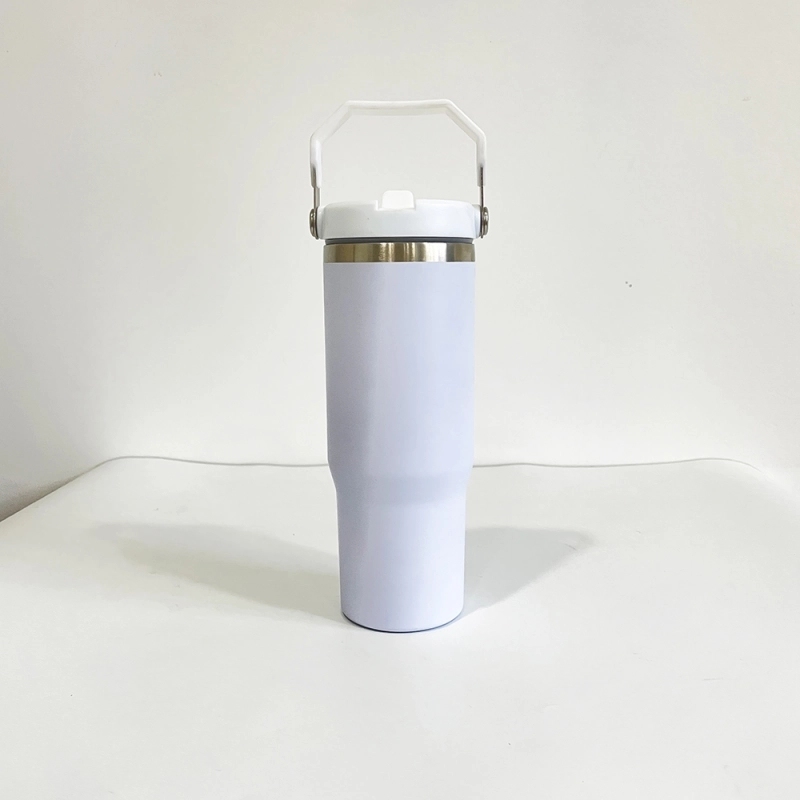 25 Pack USA Warehouse 30oz Stanley Style Matte White Color Only Flip Straw School SublimationTumbler for Kids