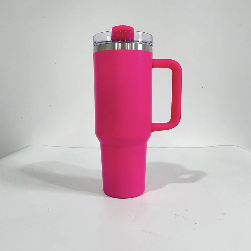 20 Pack USA Warehouse Flamingo Stanley Style 40oz Powder Coated Quencher Tumblers for Laser Engraving