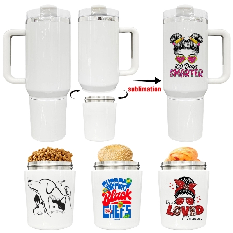 20 Pack USA Warehouse H2.0 40oz White Sublimation Quencher Tumbler With Storage Compartment