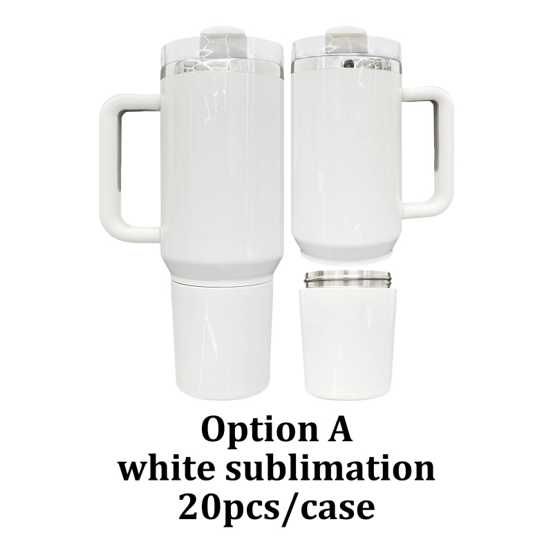 20 Pack USA Warehouse H2.0 40oz White Sublimation Quencher Tumbler With Storage Compartment