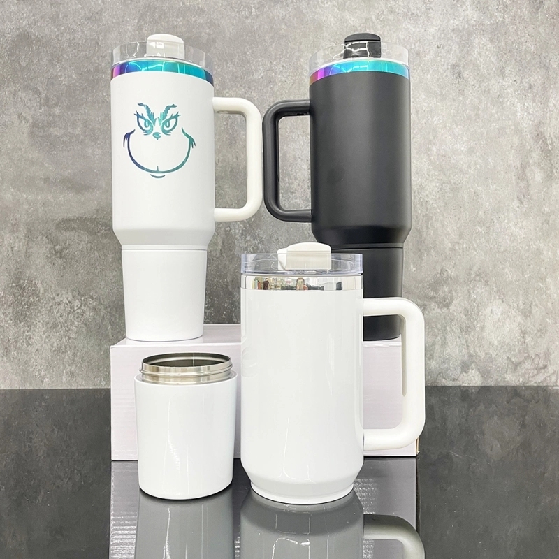 20 Pack USA Warehouse H2.0 40oz White Sublimation Quencher Tumbler With Storage Compartment