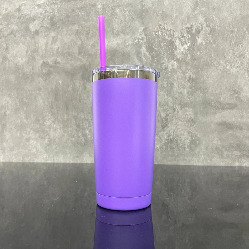 25 Pack USA Warehouse Yeti Power Coated 20oz Cool Black Underneath Plated Car Tumblers With Colorful Straws