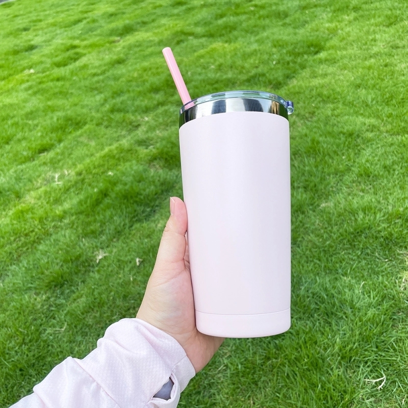 25 Pack USA Warehouse Yeti Power Coated 20oz Cool Black Underneath Plated Car Tumblers With Colorful Straws