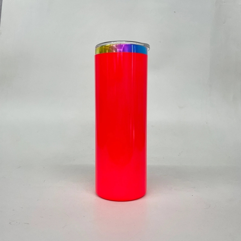 25 Pack USA Warehouse 20oz Neon Colored Rainbow Underneath Sublimation Skinny Straight Tumbler for Laser Engraving and Sublimation