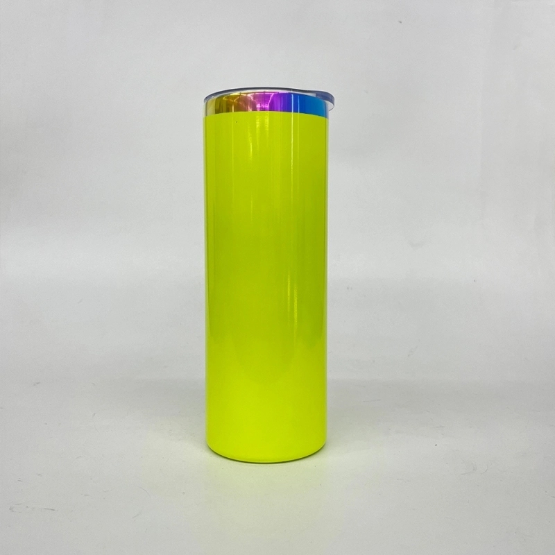 25 Pack USA Warehouse 20oz Neon Colored Rainbow Underneath Sublimation Skinny Straight Tumbler for Laser Engraving and Sublimation