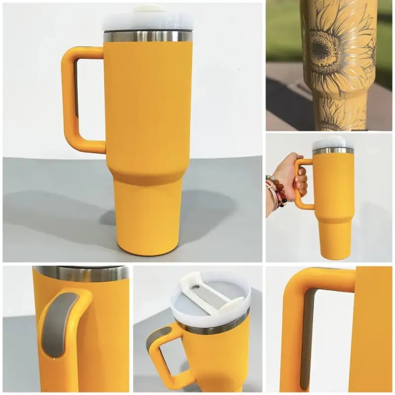 25 Pack USA Warehouse 40oz H2.0 Yarrow Color Powder Coated Quencher Tumblers for Laser Engraving