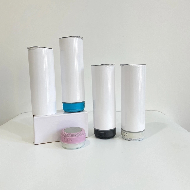 25 Pack USA Warehouse 20oz Blank Sublimation Straight Music Player Bluetooth Speaker Tumbler