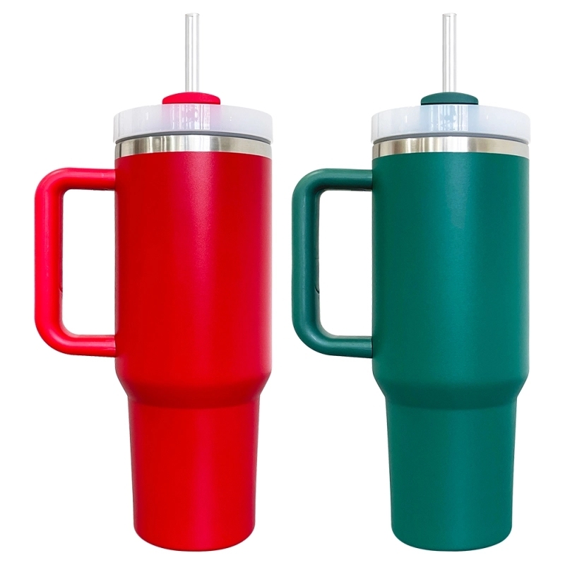 20 Pack USA Warehouse 40oz H2.0 Powder Coated Red&Green Christmas Colors Tumblers