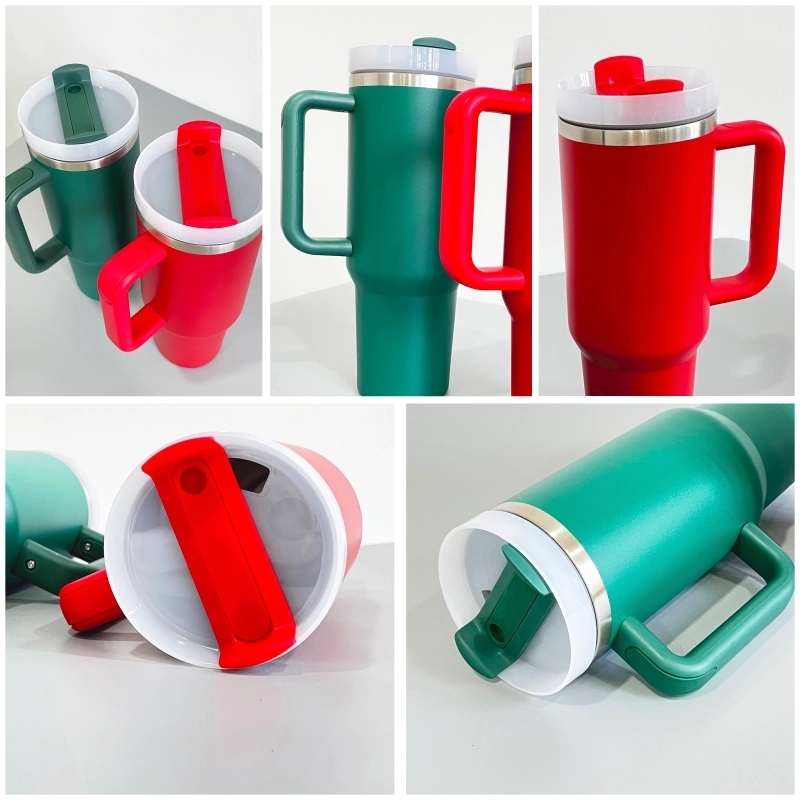 20 Pack USA Warehouse 40oz H2.0 Powder Coated Red&Green Christmas Colors Tumblers