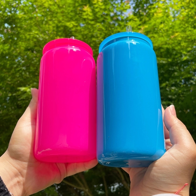 25 Pack USA Warehouse 16oz Neon Glass Can For Sublimation And UV DTF Wraps