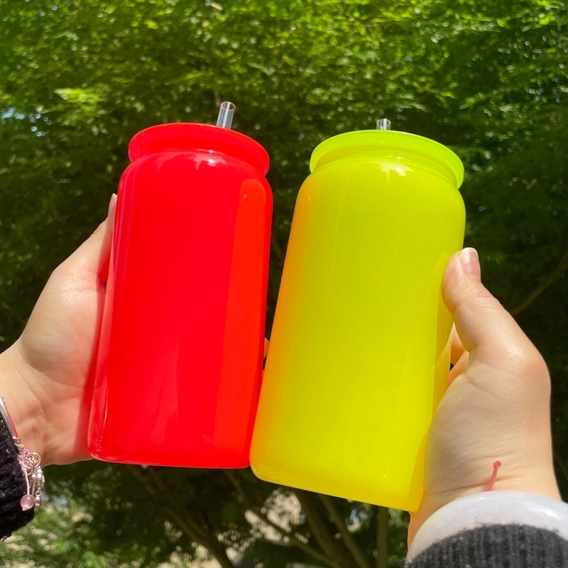 25 Pack USA Warehouse 16oz Neon Glass Can For Sublimation And UV DTF Wraps