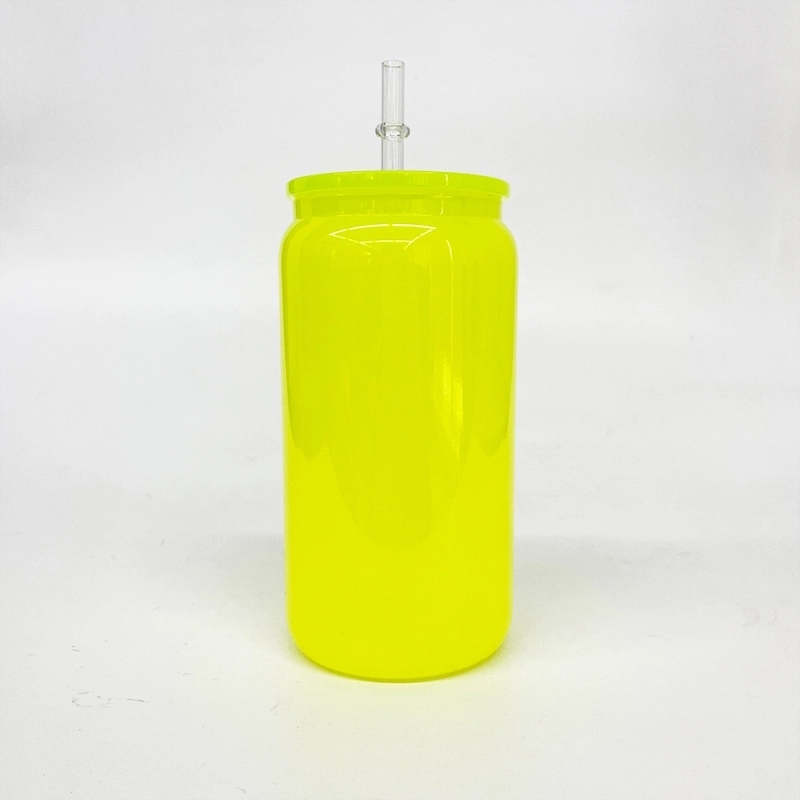 25 Pack USA Warehouse 16oz Neon Glass Can For Sublimation And UV DTF Wraps