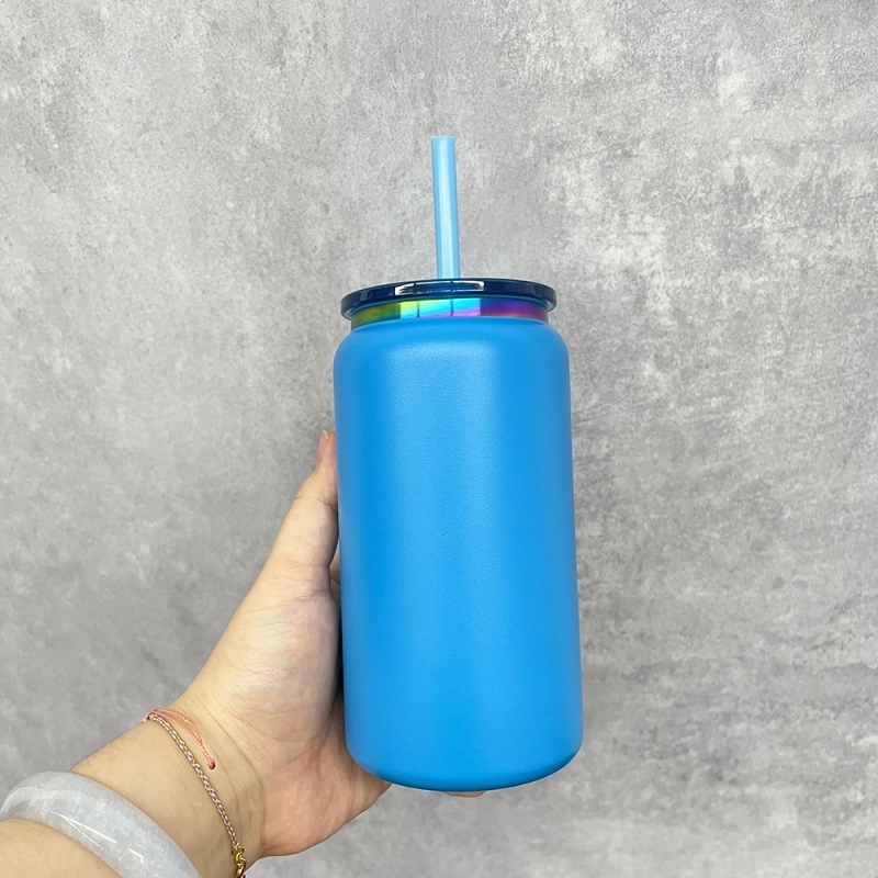 25 Pack USA Warehouse Christmas 16oz Rainbow Plated Vacuum Insulated Stainless Steel Can for Laser Engraving