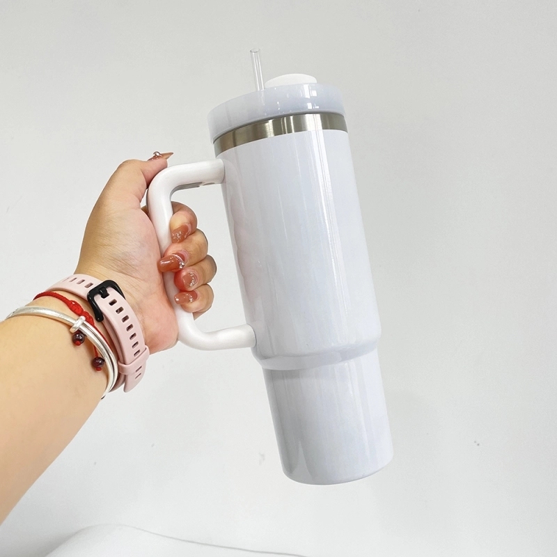 25 Pack USA Warehouse 30oz White Blank Sublimation Travel Mug With Handle for UV DTF Wraps