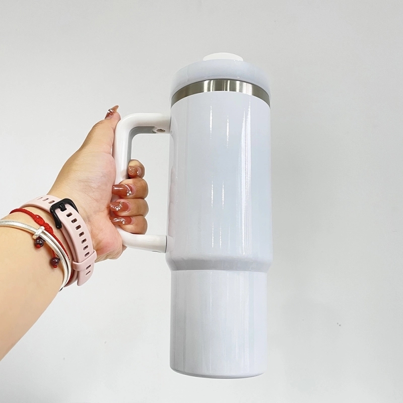 25 Pack USA Warehouse 30oz White Blank Sublimation Travel Mug With Handle for UV DTF Wraps