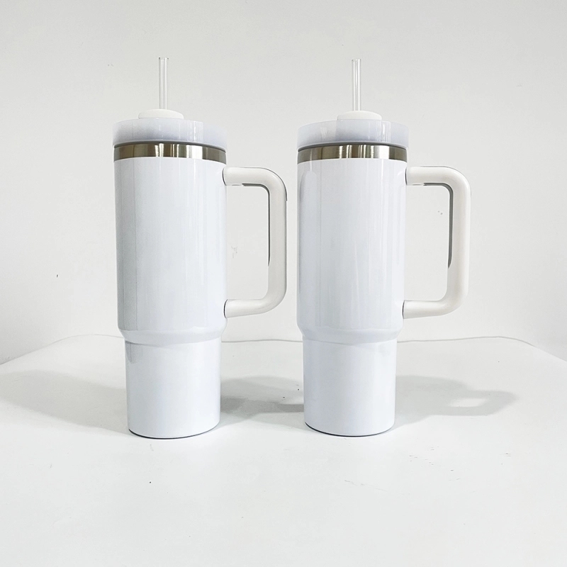 25 Pack USA Warehouse 30oz White Blank Sublimation Travel Mug With Handle for UV DTF Wraps