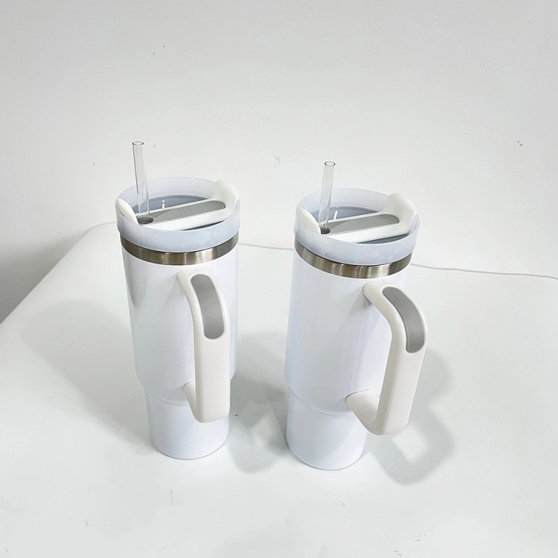 25 Pack USA Warehouse 30oz White Blank Sublimation Travel Mug With Handle for UV DTF Wraps