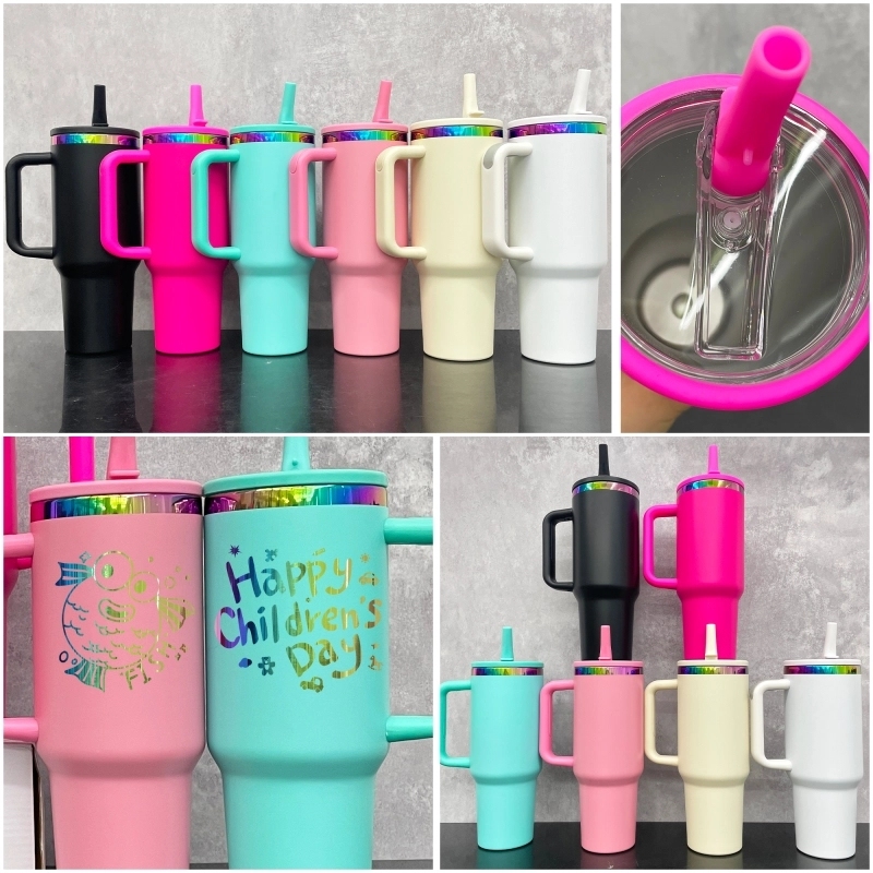 20 Pack USA Warehouse H2.0 40oz Rainbow Plated Tumblers with Leak Proof Lids Suitable For Laser Engraving Double Wall Stainless Steel Cups For Outdoor