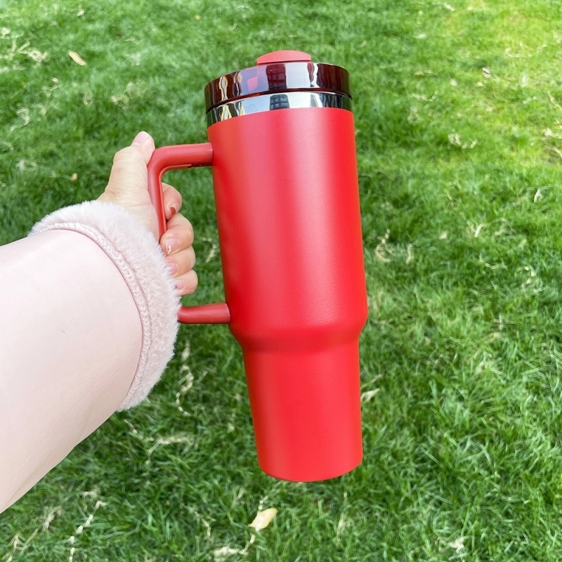 20 Pack USA Warehouse Red H2.0 40oz Power Coated Mirror Black Plated Tumbler For Laser Engraving