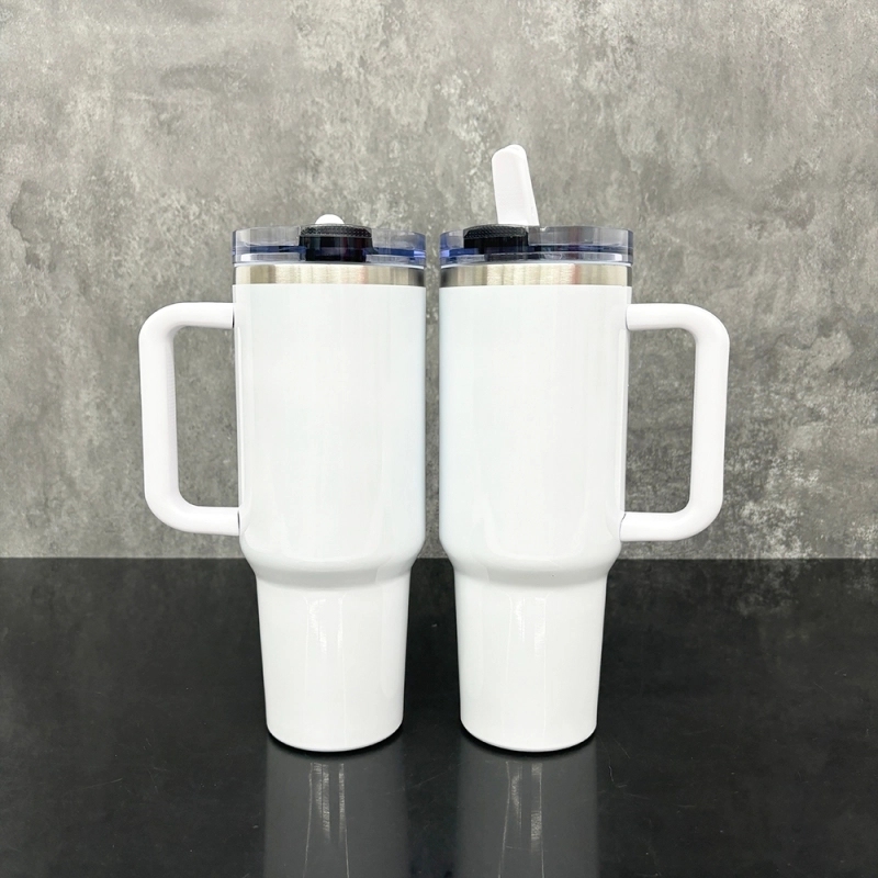20 Pack USA Warehouse H3.0 40oz Leak Proof Lids Tumblers New Protour Style with Removable Nozzle Cover Glossy White Sublimation Tumblers
