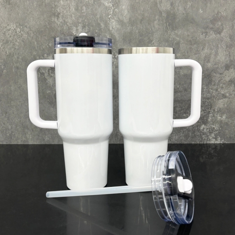 20 Pack USA Warehouse H3.0 40oz Leak Proof Lids Tumblers New Protour Style with Removable Nozzle Cover Glossy White Sublimation Tumblers