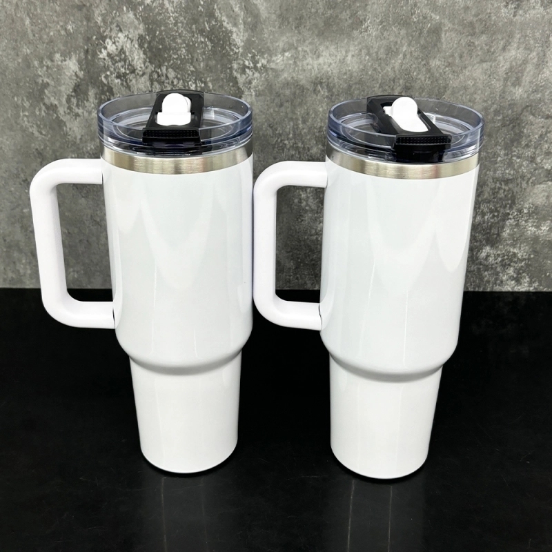 20 Pack USA Warehouse H3.0 40oz Leak Proof Lids Tumblers New Protour Style with Removable Nozzle Cover Glossy White Sublimation Tumblers
