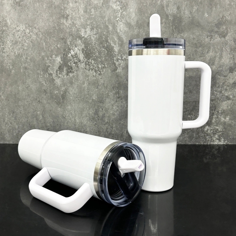 20 Pack USA Warehouse H3.0 40oz Leak Proof Lids Tumblers New Protour Style with Removable Nozzle Cover Glossy White Sublimation Tumblers