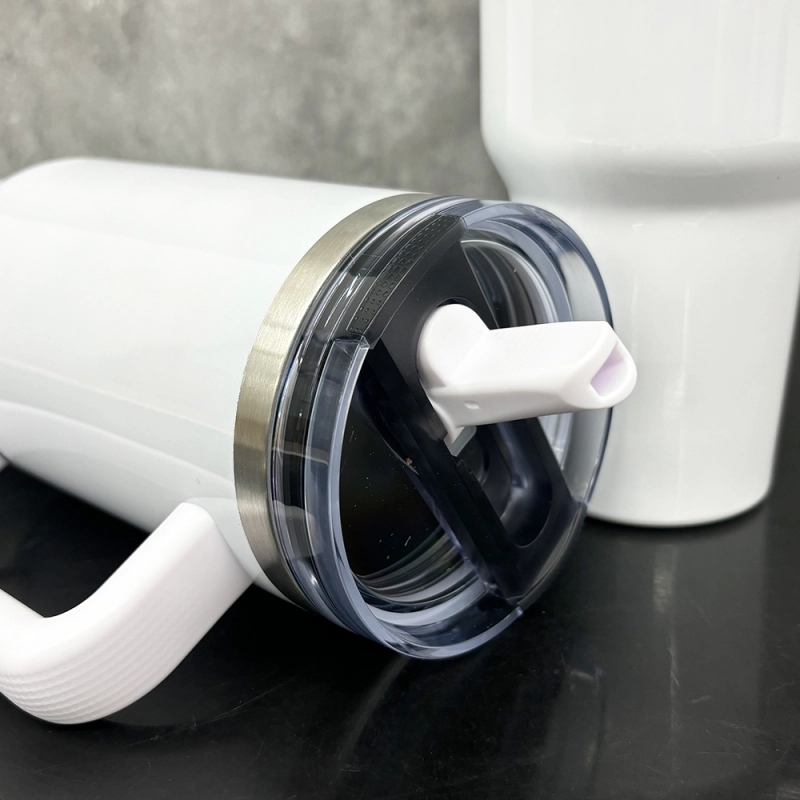 20 Pack USA Warehouse H3.0 40oz Leak Proof Lids Tumblers New Protour Style with Removable Nozzle Cover Glossy White Sublimation Tumblers