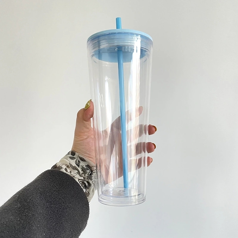 20 Pack USA Warehouse 24oz Clear Pre Drilled Snow Globe Double Wall Plastic Acrylic Tumbler Sold By Case