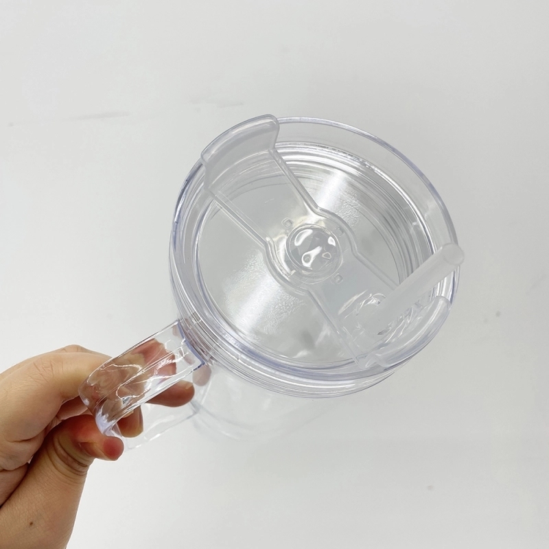 20 Pack USA Warehouse Glitter 40oz Clear Acrylic Snow Globe Cups Plastic Double Wall Tumbler with Pre Drilled Hole and Plug for UV DTF Transfer Wrap