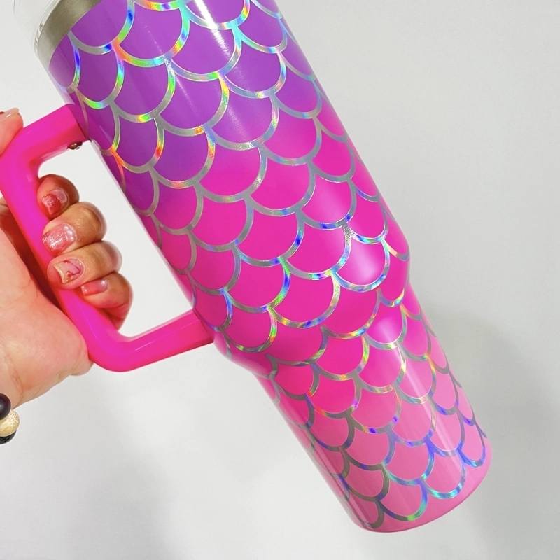 25Pack China Warehouse Mix Color H1.0 40oz Holographic Mermaid Stainless Steel Tumbler Sold By Case