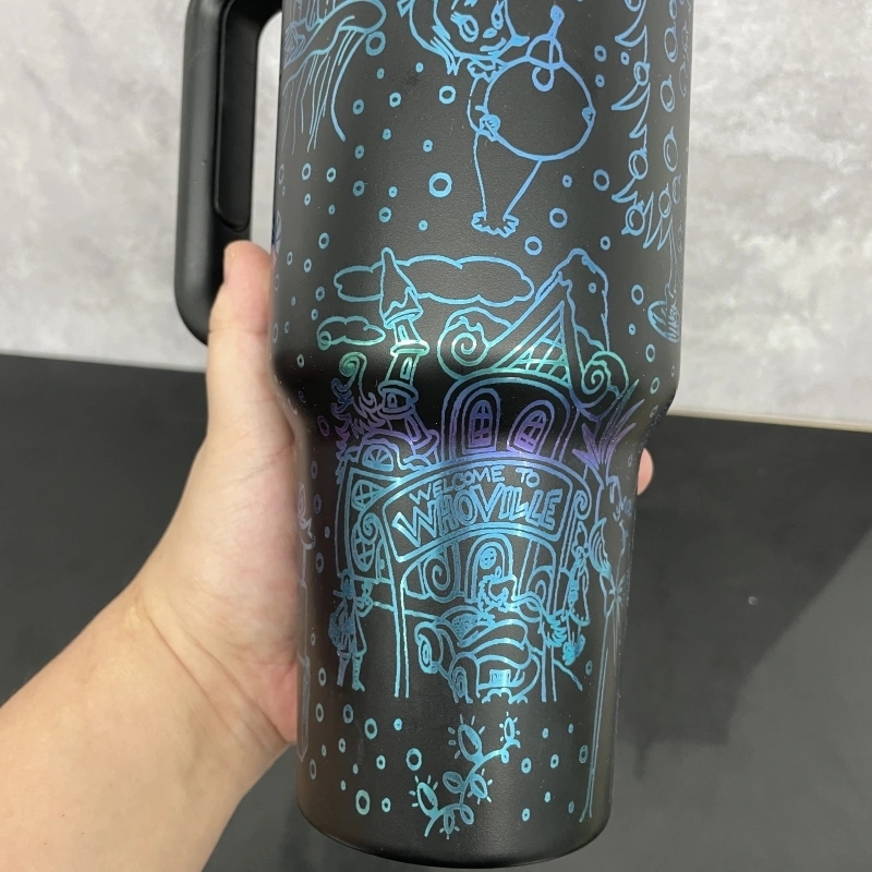 20 Pack China Warehouse 40oz Power Coated Tumblers with Full Cups Laser Engraving Grinch Design Suitable for Christmas