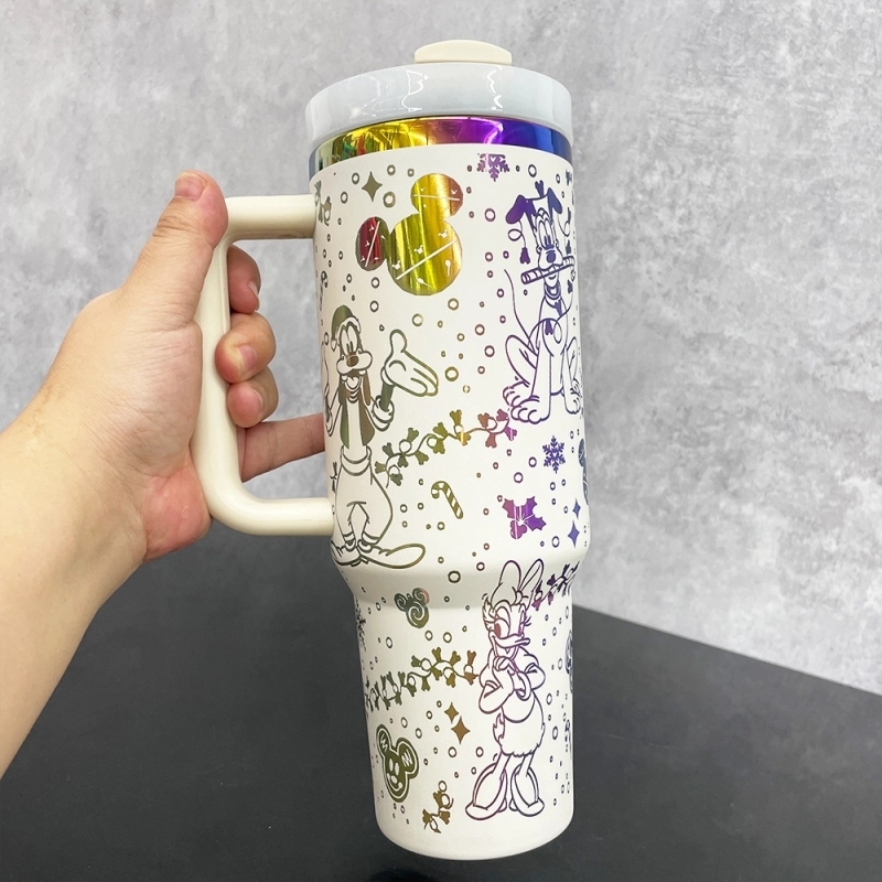 20 Pack China Warehouse 40oz Rainbow Plated Tumblers with Full Cups Laser Engraving Lovely Disney Design