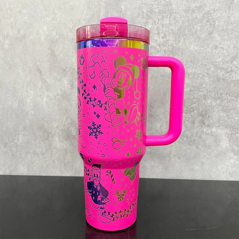 20 Pack China Warehouse 40oz Rainbow Plated Tumblers with Full Cups Laser Engraving Lovely Disney Design
