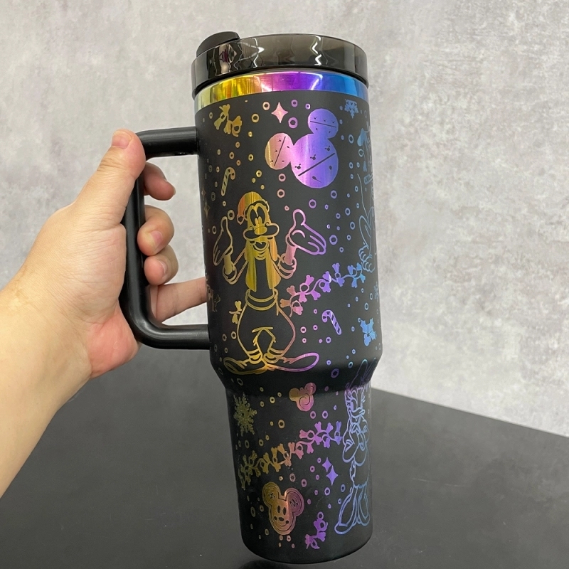 20 Pack China Warehouse 40oz Rainbow Plated Tumblers with Full Cups Laser Engraving Lovely Disney Design