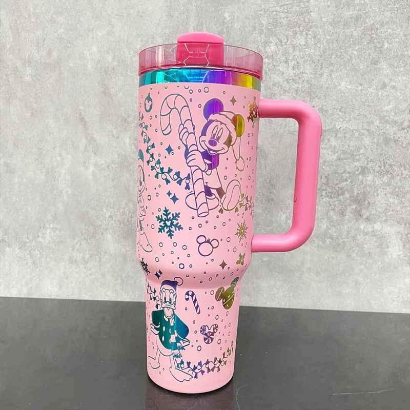 20 Pack China Warehouse 40oz Rainbow Plated Tumblers with Full Cups Laser Engraving Lovely Disney Design