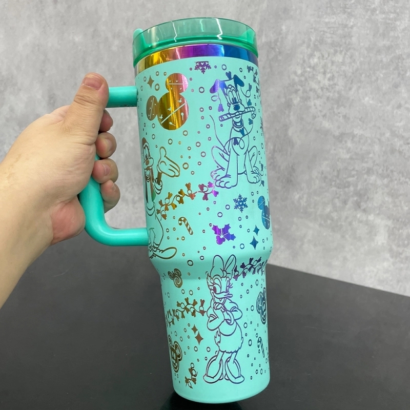 20 Pack China Warehouse 40oz Rainbow Plated Tumblers with Full Cups Laser Engraving Lovely Disney Design