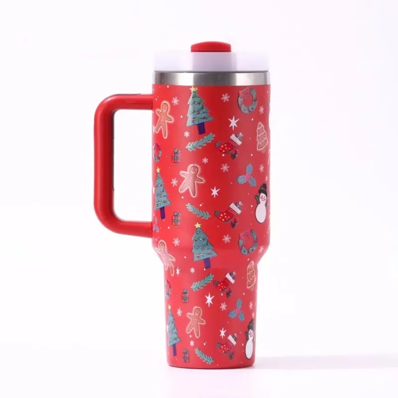 20 Pack China Warehouse H2.0 40oz with 5D Print Tumblers for Christmas Green and Red Color Mix Style for Xmas